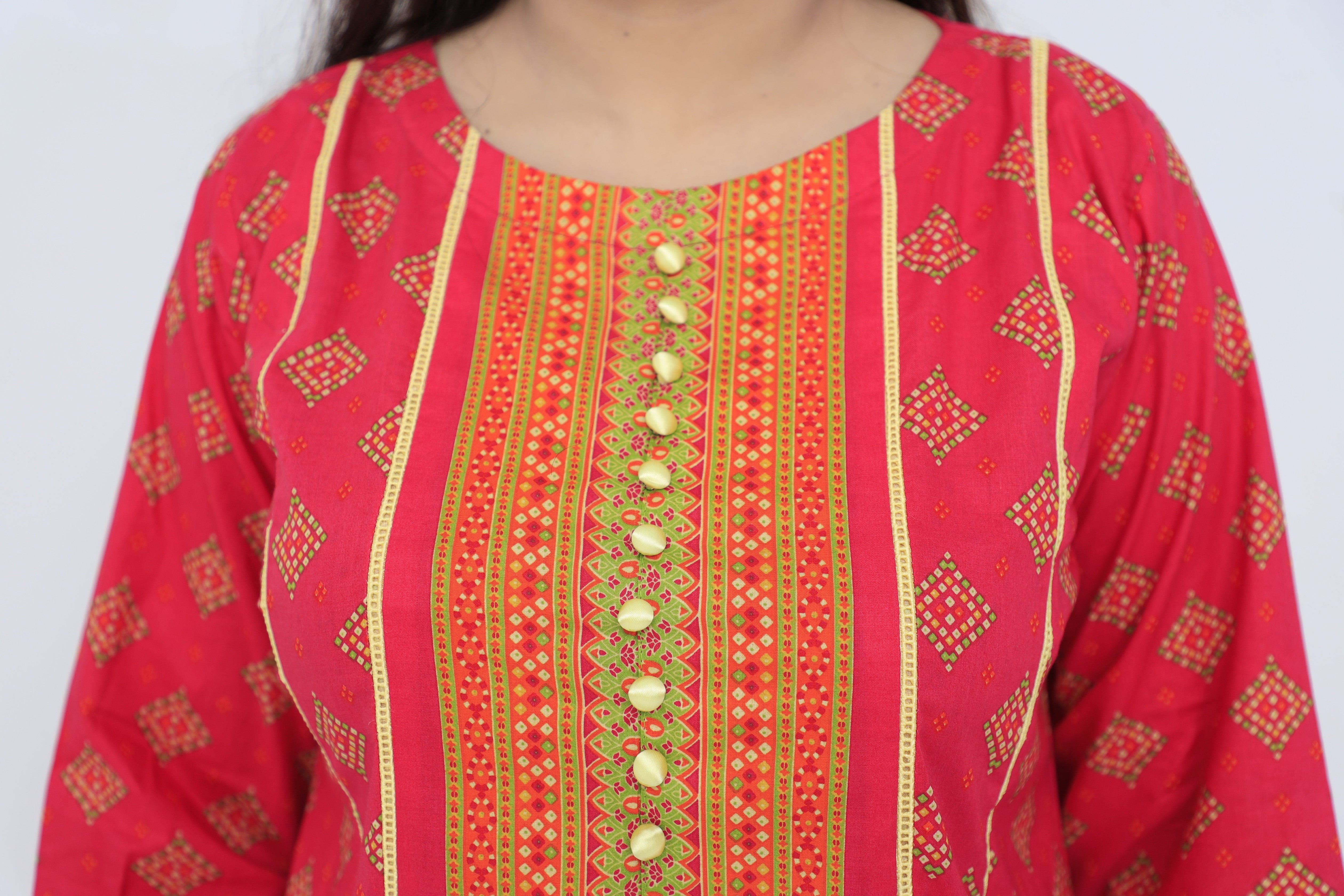 3Pc Lawn Airline Style Suit with Central Lace and Printed Design