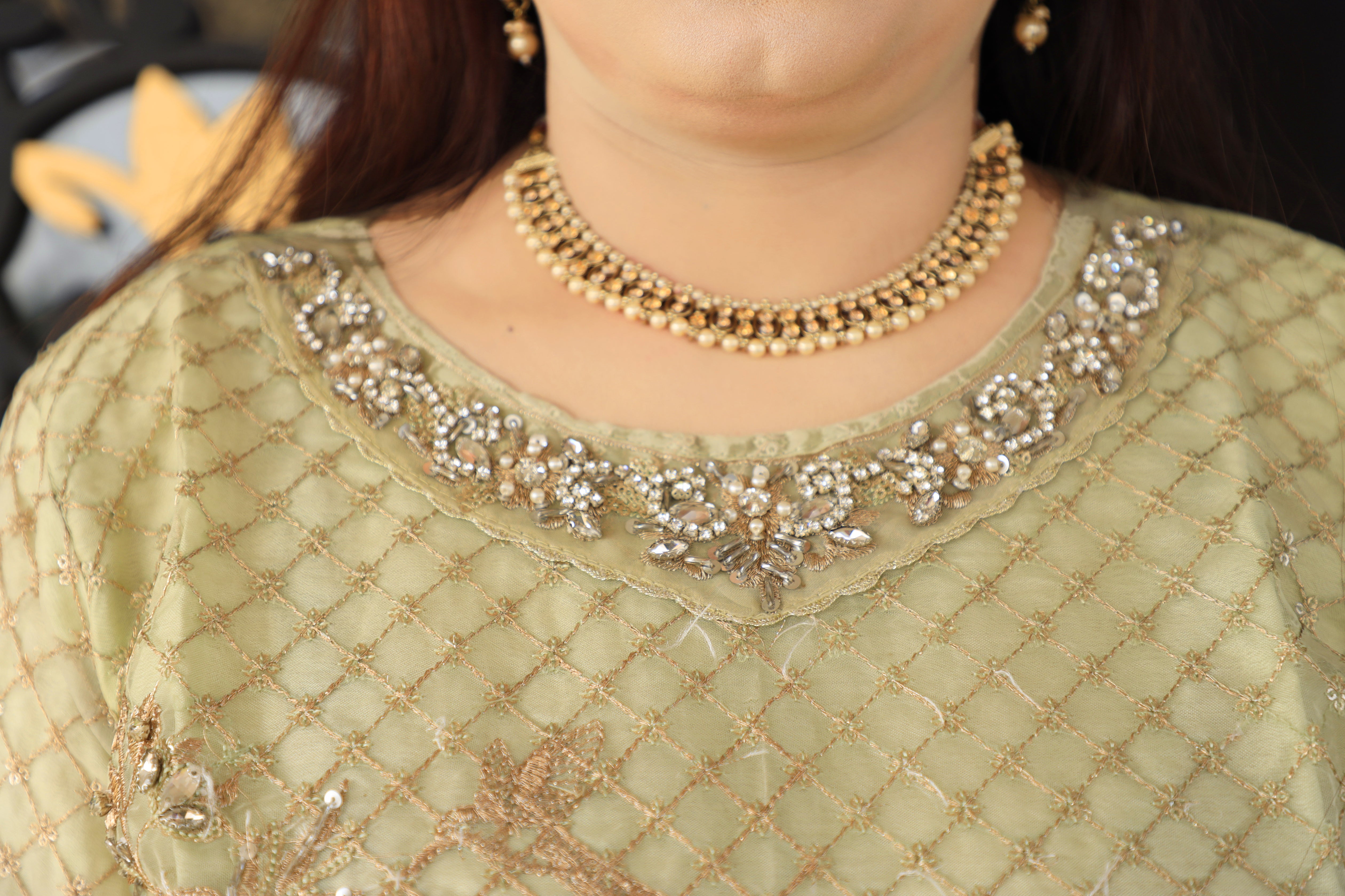 Full Embellished Shirt with Pearl, Zari, and Stone Work