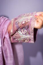 3-Piece Lilac Khadi Suit with Pearl and Zari Embroidery - Image 3