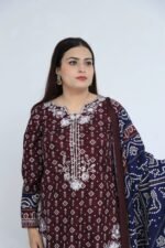 3-Piece Embroidered Khadar Suit with Printed Dupatta - Image 4