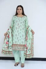 3-Piece Embroidered Khadar Suit with Sequins, Cutwork, and Printed Dupatta