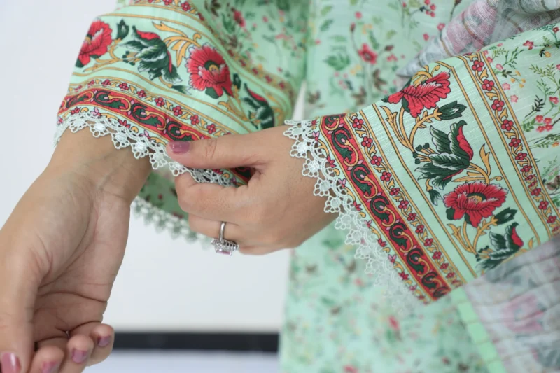 3-Piece Embroidered Khadar Suit with Sequins, Cutwork, and Printed Dupatta - Image 3
