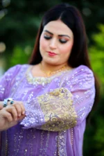 3-Piece Light Purple Crinkle Chiffon Maxi with Open Gown - Image 3