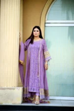 3-Piece Light Purple Crinkle Chiffon Maxi with Open Gown - Image 4