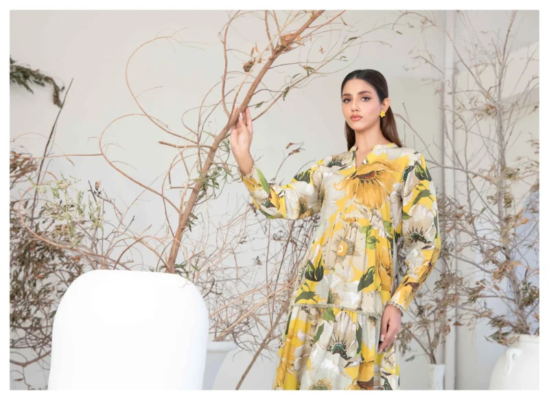 1-Piece Digital Printed Staple Maxi-Yellow