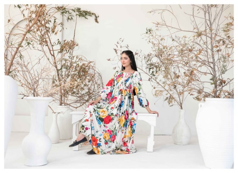 1-Piece Digital Printed Staple Maxi -White