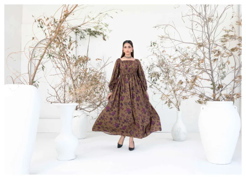 1-Piece Digital Printed Staple Maxi  – Brown