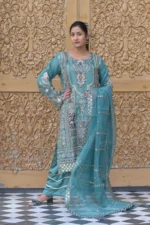3-Piece Organza Embroidered Suit