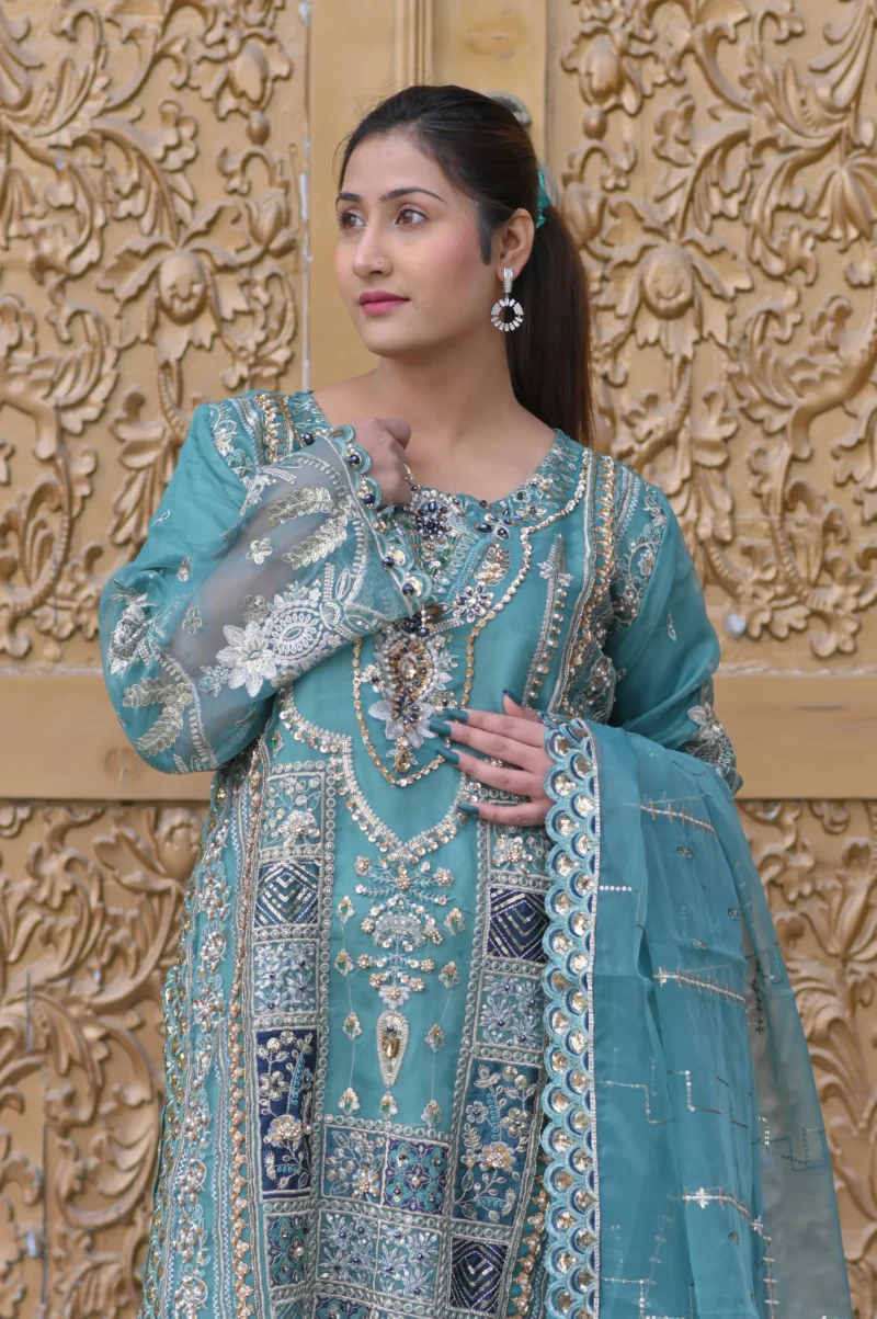 3-Piece Organza Embroidered Suit - Image 5
