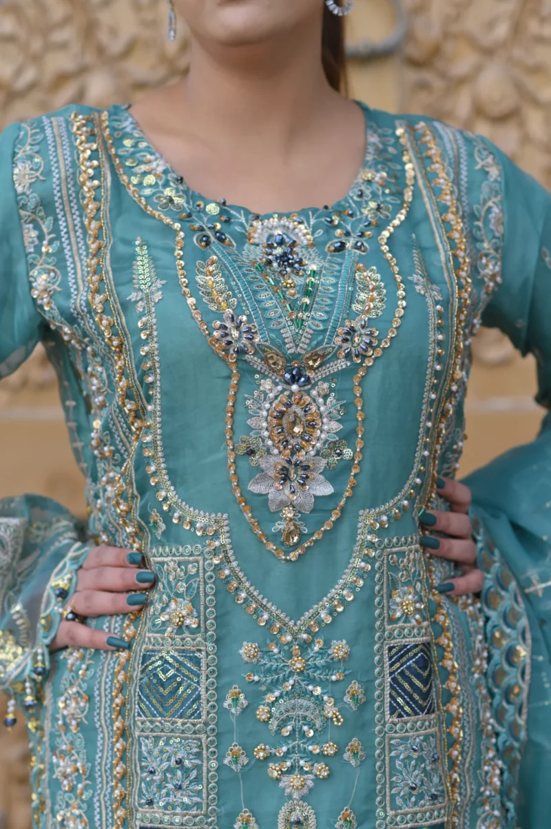 3-Piece Organza Embroidered Suit - Image 2
