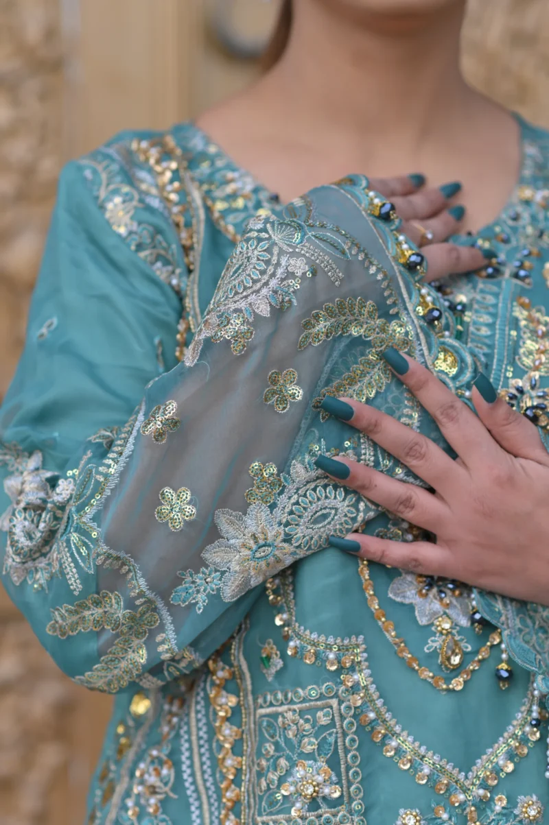 3-Piece Organza Embroidered Suit - Image 3