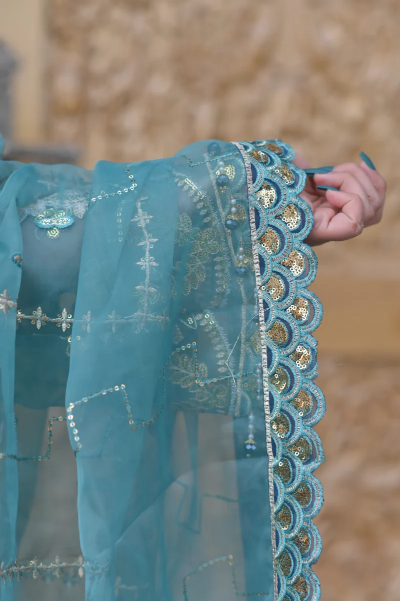 3-Piece Organza Embroidered Suit - Image 4