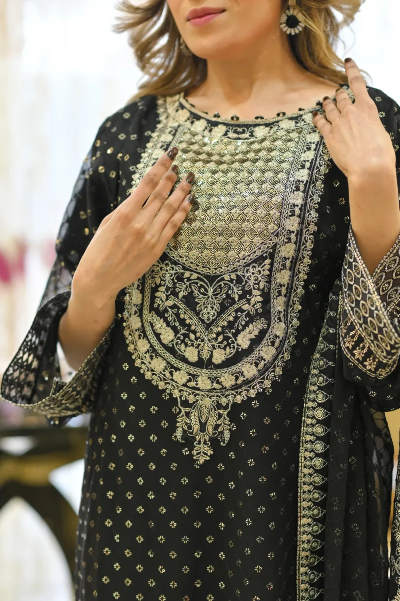 3-Piece Chiffon Embroidered Suit - Image 2