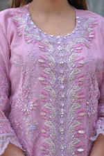 3-Piece Organza Embroidered Suit – Light Pink - Image 4