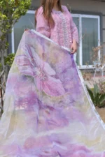 3-Piece Organza Embroidered Suit – Light Pink - Image 5