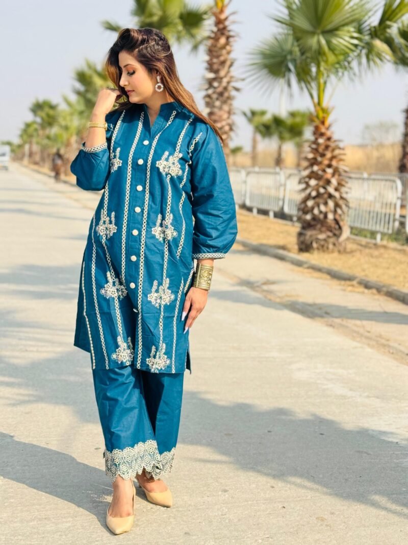 2-Piece Cotton Embroidered Co-Ord Set - Image 3