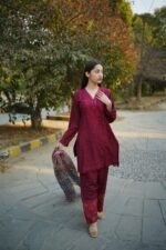 3-Piece Farshi Shalwar Suit – Maroon