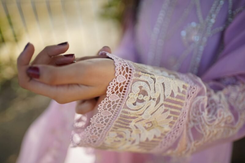 3-Piece Chiffon Embroidered Dress – Lilac - Image 3
