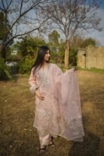 3-Piece Organza Fancy Dress – Tea Pink