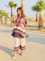 2-Piece Printed Silk Co-Ord Set with Mirror Work