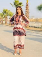2-Piece Printed Silk Co-Ord Set with Mirror Work - Image 2