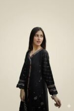 3-Piece Angrakha A-Line Frock Set – Black
