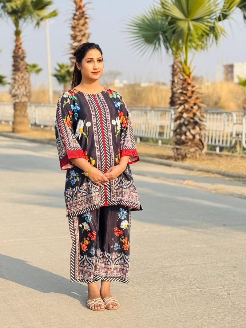 2-Piece Silk Co-Ord with Mirror Work