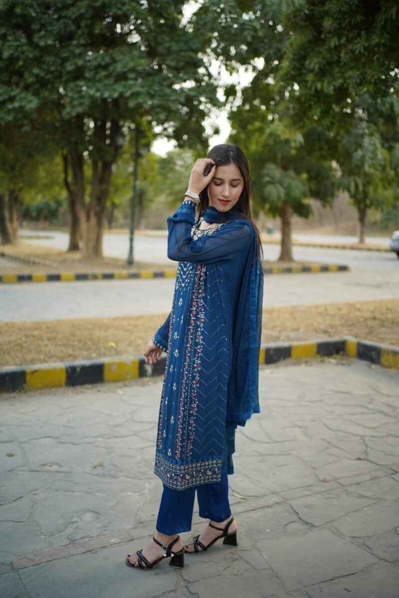 3-Piece Chiffon Embroidered Suit - Image 4