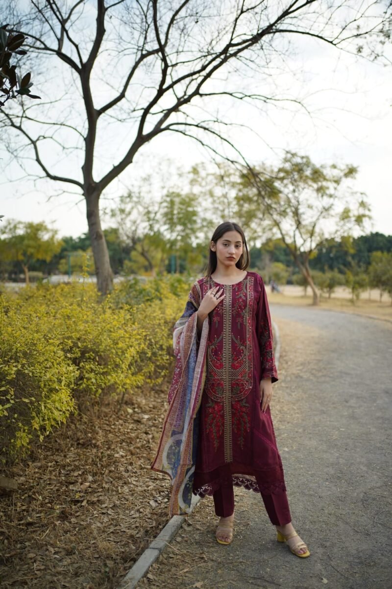 3-Piece Cotton Embroidered Dress