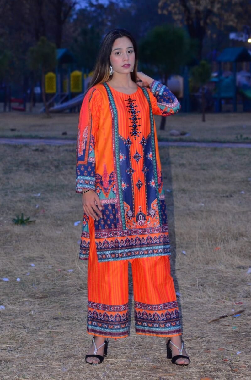 2-Piece Lawn Co-Ord Set with Beaded Neckline Detail