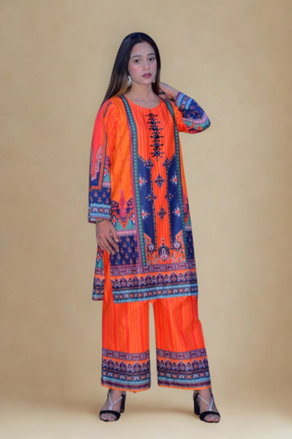 2-Piece Lawn Co-Ord Set with Beaded Neckline Detail