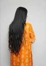 3-Piece Chunnri Set in Raw Silk – Radiant Orange with Mirror Work - Image 5