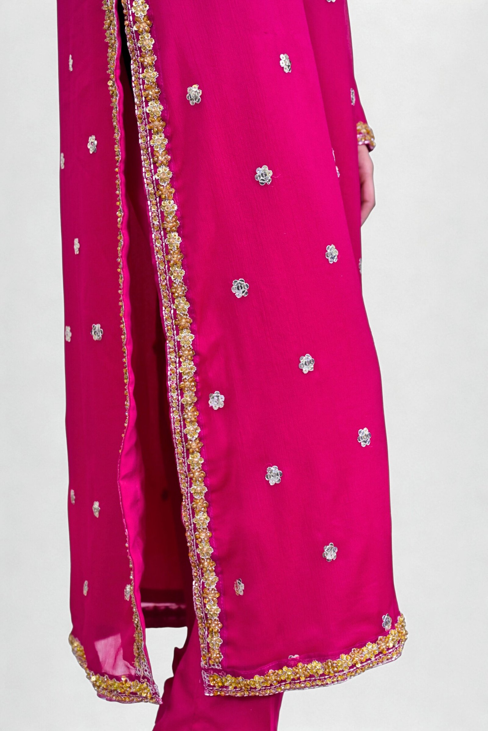 Magenta Embroidered 3-Piece Suit with Embellished Dupatta - Image 2